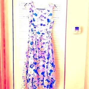 NEW Calvin Klein Blue & White Handkerchief Dress